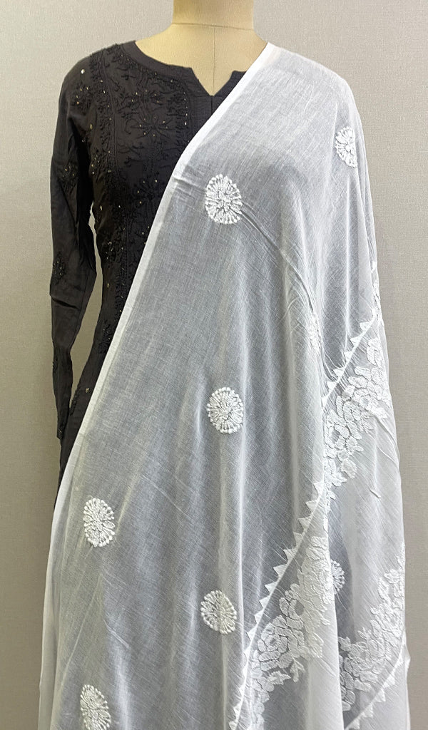 Women's Lucknowi Handcrafted Cotton Chikankari Dupatta - HONC0198571