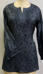 Load image into Gallery viewer, Women&#39;s Lakhnavi Handcrafted Silk Chikankari Top - HONC0176265
