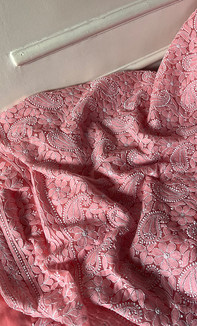 Vamika Women's Lucknowi Handcrafted Faux-Georgette Unstitched Chikankari Suit Material - HONC0330342