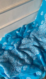 Load image into Gallery viewer, Women's Lucknowi Handcrafted Faux-Georgette Unstitched Chikankari Suit Material - HONC0348789