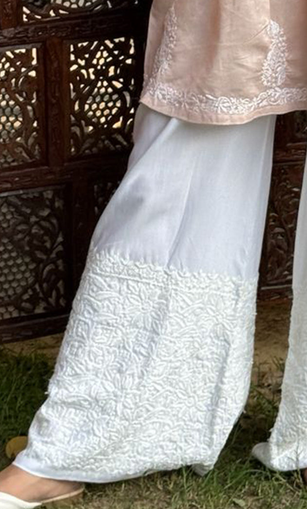 Women's Lucknowi Handcrafted Modal Cotton Chikankari Palazzo - HONC0177999
