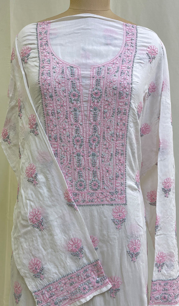 Women's Lakhnavi Handcrafted Modal cotton Chikankari Unstitched Kurti Fabric - HONC0151888