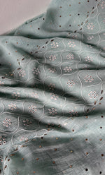 Load image into Gallery viewer, Women's Lakhnavi Handcrafted Mul Chanderi Unstitched Chikankari Full Suit Material - HONC0320708