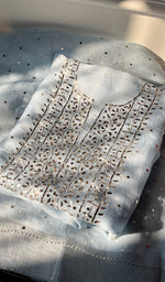 Load image into Gallery viewer, Marifa Women&#39;s Lakhnavi Handcrafted Pure Organza Chikankari Unstitched Kurta And Dupatta Set- HONC0297456
