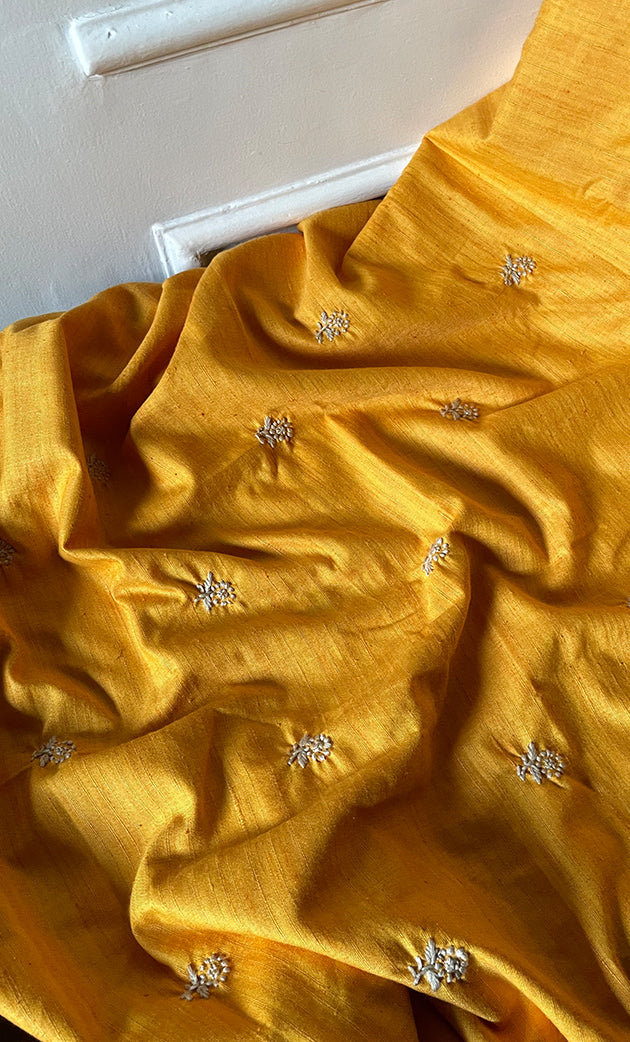 Lucknowi Handcrafted Cotton Chikankari Unstitched Men's Kurta Fabric - HONC0297366