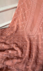 将图像加载到图库查看器中， Lucknowi Handcrafted Viscose Georgette Chikankari Unstitched Men's Kurta Fabric - HONC0282443