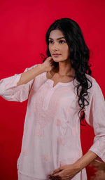 Load image into Gallery viewer, Zakiya Women&#39;s Lucknowi Handcrafted Muslin Chikankari Kurti - HONC0138927
