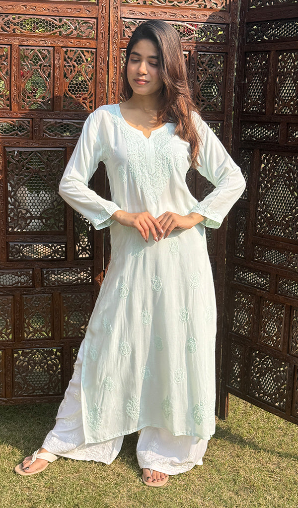 Women's Lucknowi Handcrafted Muslin Chikankari Kurti - HONC0209084