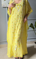 Load image into Gallery viewer, Rabia Women&#39;s Lucknowi Handcrafted Mul chanderi Chikankari Kaftan - HONC0306157
