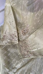 Load image into Gallery viewer, Women's Lucknowi Handcrafted Pure Organza Silk Chikankari Semi- stitched Kurta Dupatta Set- HONC0334803