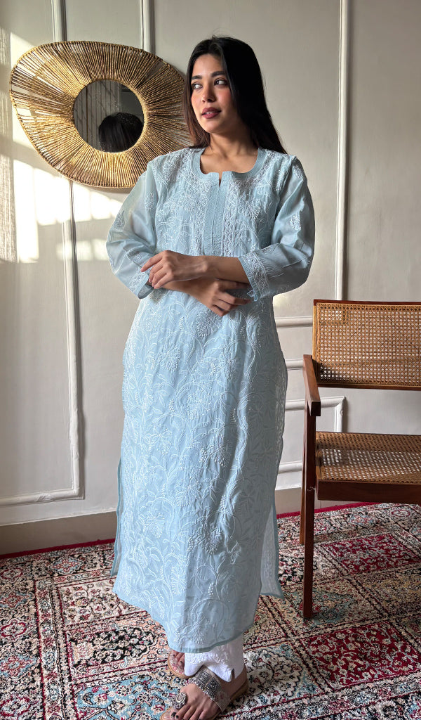 Women's Lakhnavi Handcrafted Cotton Chikankari Kurti - HONC0356971