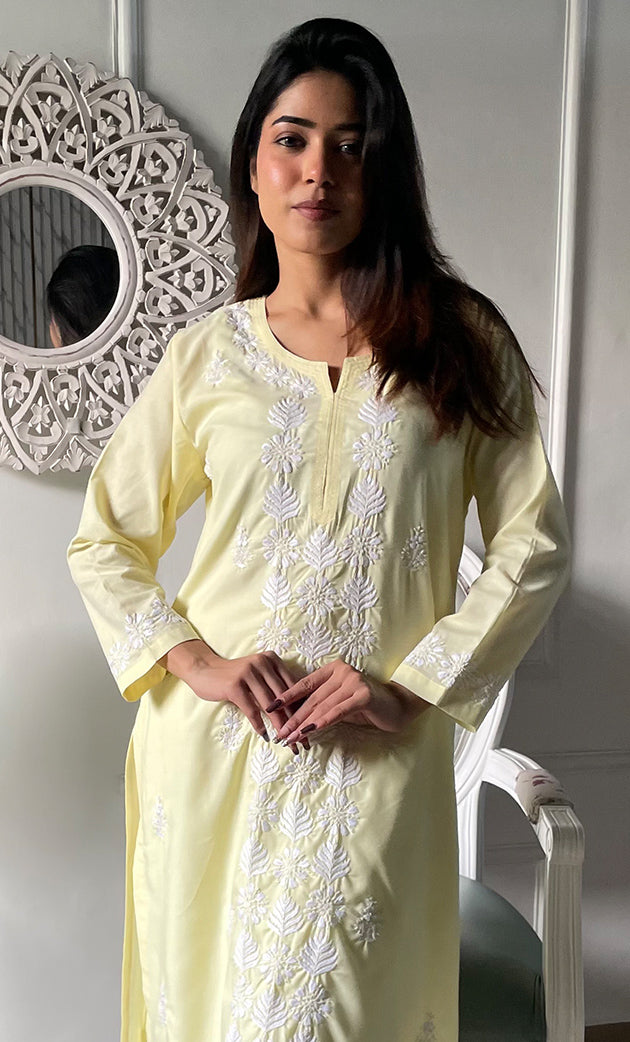 Savya Women's Lucknowi Handcrafted Cotton Chikankari Kurti - HONC0330802