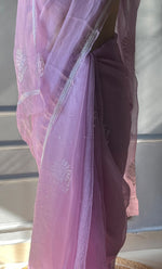 Load image into Gallery viewer, Amna Women&#39;s Lucknowi Handcrafted Pure Organza Silk Chikankari Saree - HONC0297170
