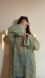 Green Pure Mul Chanderi Chikankari Stitched Short Kurti