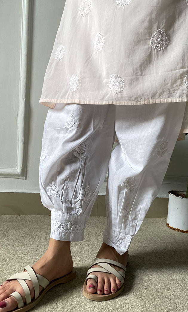 Women's Lucknowi Handcrafted Cotton Chikankari Pant - HONC0305848