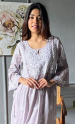 Mishika Women's Lakhnavi Handcrafted Modal Cotton Chikankari Kurta And Pant Set - HONC0301771
