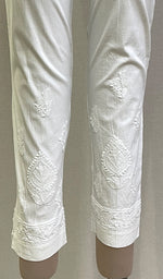 Load image into Gallery viewer, Women&#39;s Lakhnavi Handcrafted Cotton Chikankari Pant - HONC0214875
