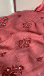 Load image into Gallery viewer, Women's Lucknowi Handcrafted Chanderi Silk Chikankari Full Suit Material - HONC0260950