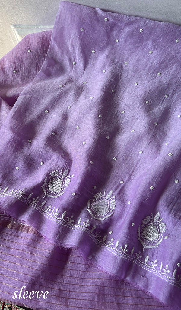 Jazba Women's Lakhnavi Handcrafted Mul Chanderi UnStitched Kurta And Dupatta Set - HONC0370178