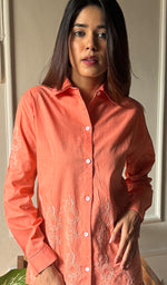Load image into Gallery viewer, Women&#39;s Lakhnavi Handcrafted Cotton Chikankari Top - HONC030384
