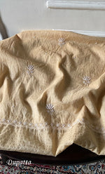 Load image into Gallery viewer, Women's Lakhnavi Handcrafted Mul Chanderi Semi - Stitched Kurta And Dupatta Set - HONC0295396