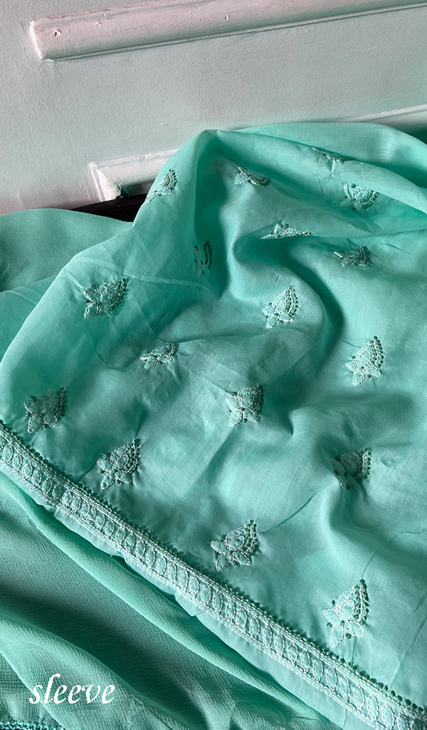 Women's Lakhnavi Handcrafted Cotton Unstitched Chikankari Suit Material - HONC0365121