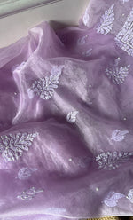 将图像加载到图库查看器中， Women&#39;s Lakhnavi Handcrafted Organza Chikankari Unstitched Full Suit Material - HONC0287041
