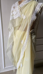 Load image into Gallery viewer, Women&#39;s Lakhnavi Handcrafted Faux-Georgette Chikankari Saree - HONC0228969
