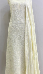 将图像加载到图库查看器中， Women&#39;s Lakhnavi Handcrafted Pure Silk Georgette Chikankari Suit Material - HONC0146032
