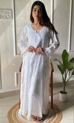 Load image into Gallery viewer, Women&#39;s Lucknowi Handcrafted Muslin Chikankari Kurti - HONC0292647
