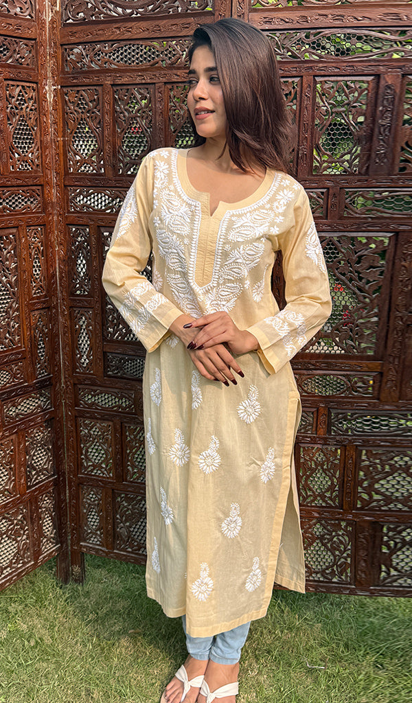 Tara Women's Lakhnavi Handcrafted Cotton Chikankari Kurti - HONC0234270