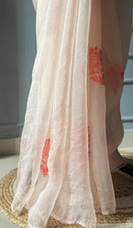 Load image into Gallery viewer, Women&#39;s Lucknowi Handcrafted Pure Organza Silk Chikankari Saree - HONC0294652

