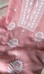 Load image into Gallery viewer, Women&#39;s Lakhnavi Handcrafted Cotton Chikankari Unstitched Kurti Fabric - HONC0318764
