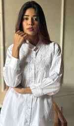 Load image into Gallery viewer, Women&#39;s Lakhnavi Handcrafted Cotton Chikankari Kurta And Pant Set - HONC0295962
