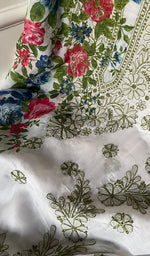 Load image into Gallery viewer, Women&#39;s Lakhnavi Handcrafted Cotton Chikankari Unstitched Kurti Fabric - HONC0284329
