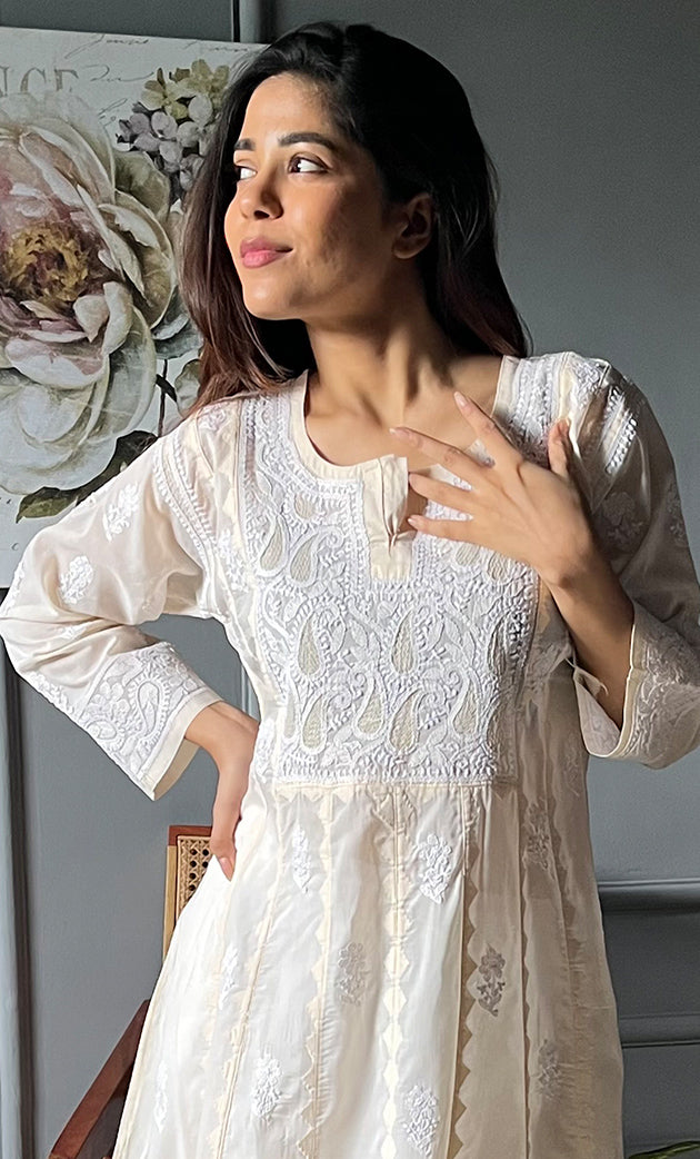 Women's Lucknowi Handcrafted Cotton Chikankari Kurti - HONC0302846