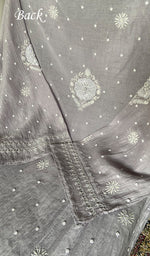 Load image into Gallery viewer, Women's Lakhnavi Handcrafted Mul Chanderi Semi - Stitched Chikankari Full Suit Material - HONC0360113