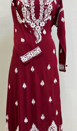 Load image into Gallery viewer, Women&#39;s Lucknowi Handcrafted Modal Cotton Chikankari Anarkali Dress - HONC0231085
