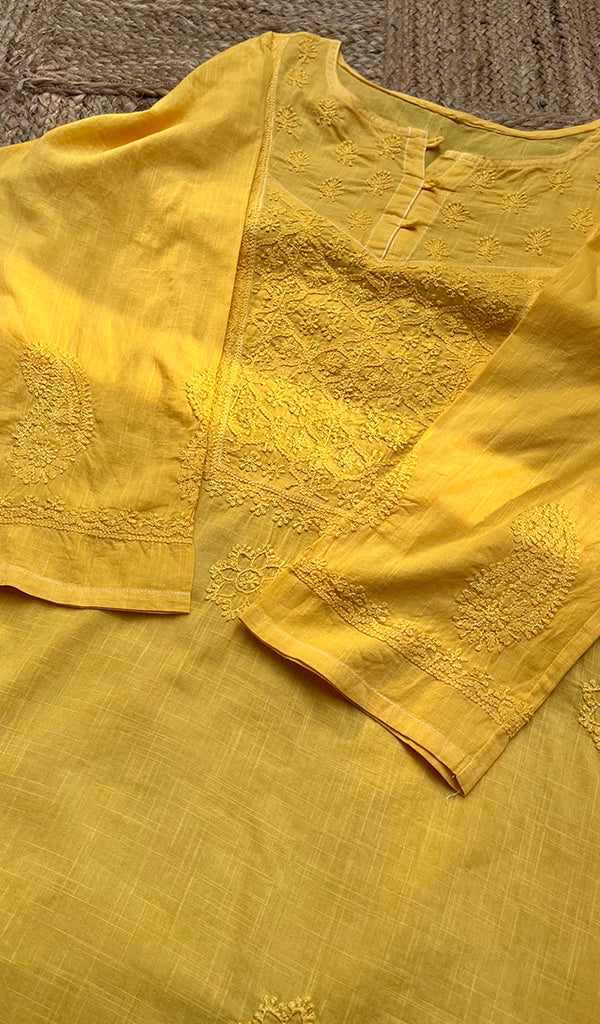 Women's Lucknowi Handcrafted  Cotton Chikankari Kurti - HONC0301034
