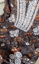 Load image into Gallery viewer, Women&#39;s Lakhnavi Handcrafted Cotton Chikankari Unstitched Kurti Fabric - HONC0315331

