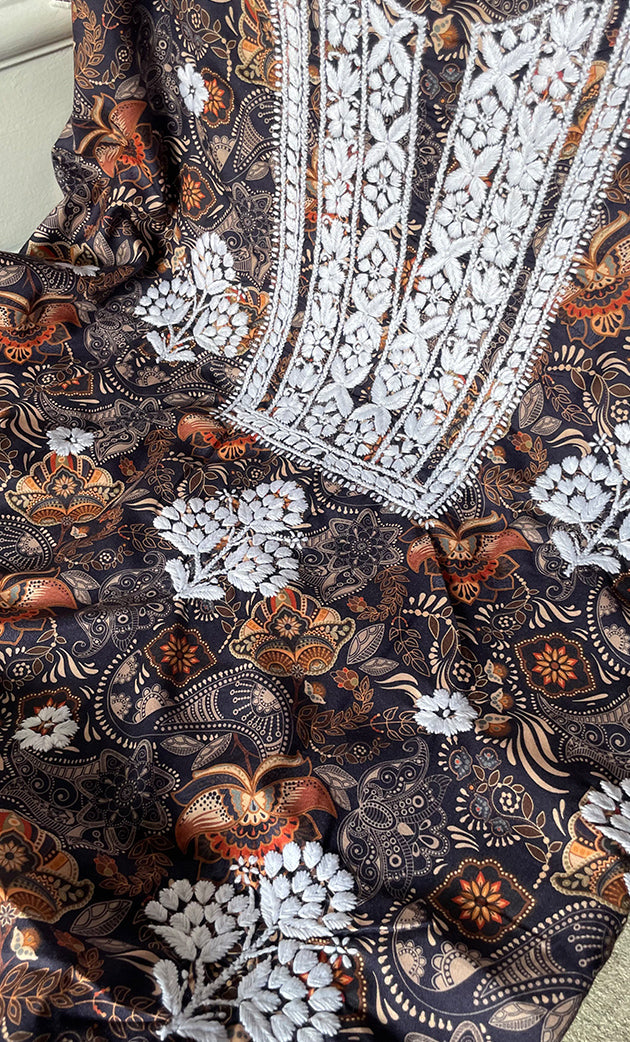 Women's Lakhnavi Handcrafted Cotton Chikankari Unstitched Kurti Fabric - HONC0315331