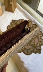 Load image into Gallery viewer, Nazrana Chikankari Handcrafted Beige Purse – Elegant Embroidered Wallet - HONC0310081
