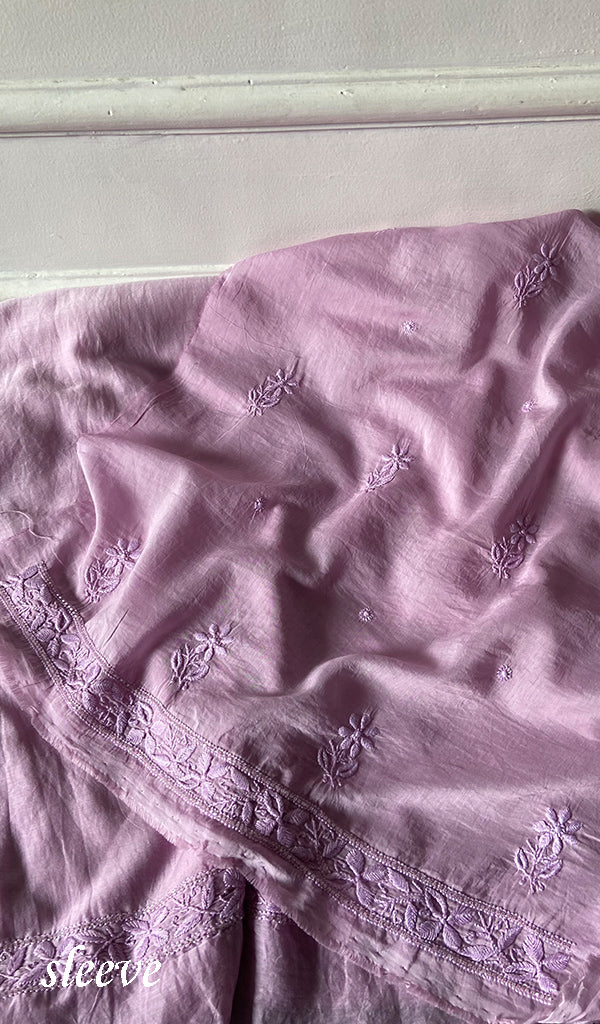 Women's Lakhnavi Handcrafted Muslin Unstitched Chikankari Full Suit - HONC0344378