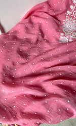 Load image into Gallery viewer, Jazba Women&#39;s Lakhnavi Handcrafted Mul Chanderi Unstitched Kurta And Dupatta Set- HONC0319683
