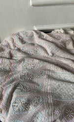 Load image into Gallery viewer, Women's Lakhnavi Handcrafted Pure Silk Georgette Chikankari Semi - stitched Anarkali And Dupatta Set- HONC0193624