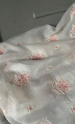 Load image into Gallery viewer, Women&#39;s Lakhnavi Handcrafted Pure Organza Chikankari Unstitched Kurta And Dupatta Set- HONC0297178
