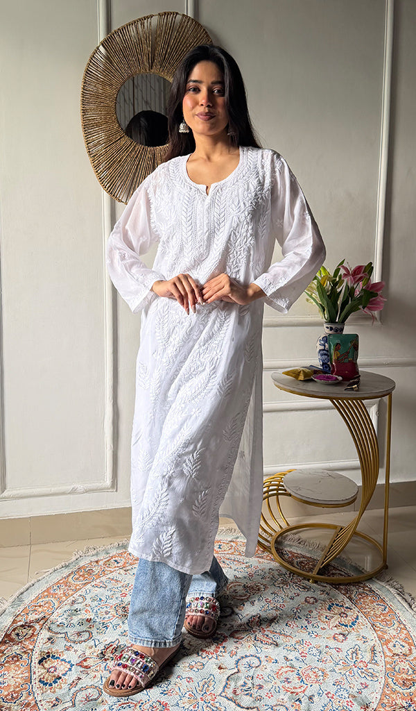 Sameena Women's Lakhnavi Handcrafted Muslin Chikankari Kurti - HONC0344155