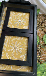 Load image into Gallery viewer, Handcrafted Chikankari Tray with Two Coasters – Wooden Frame - HONC0230903
