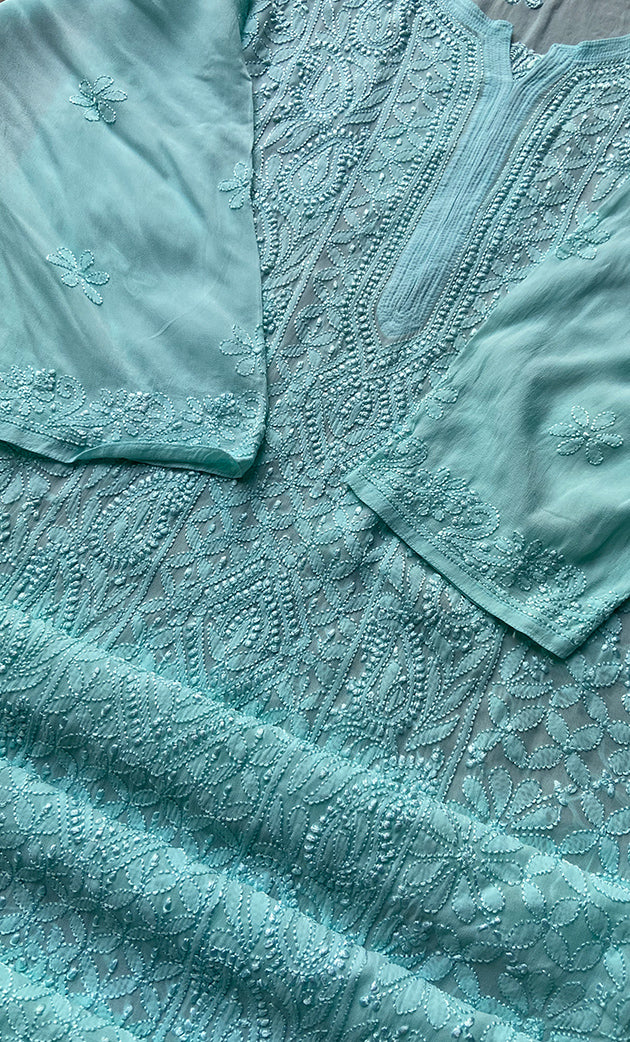 Turquoise Lucknowi Chikankari kurtas