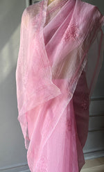 Load image into Gallery viewer, Amna Women&#39;s Lucknowi Handcrafted Pure Organza Silk Chikankari Saree - HONC0283191
